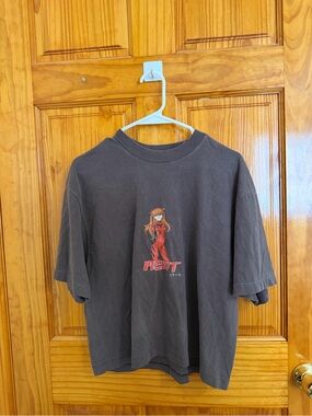 Men's Graphic T-Shirt in Charcoal with Red Print